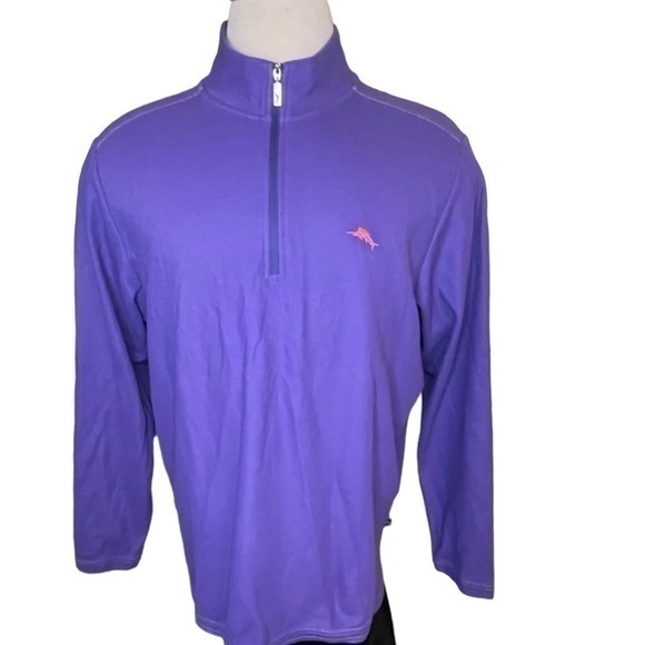 TOMMY BAHAMA IslandZone Supima Purple Coral Quarter Zip Pullover Size‎ Large - Picture 1 of 8